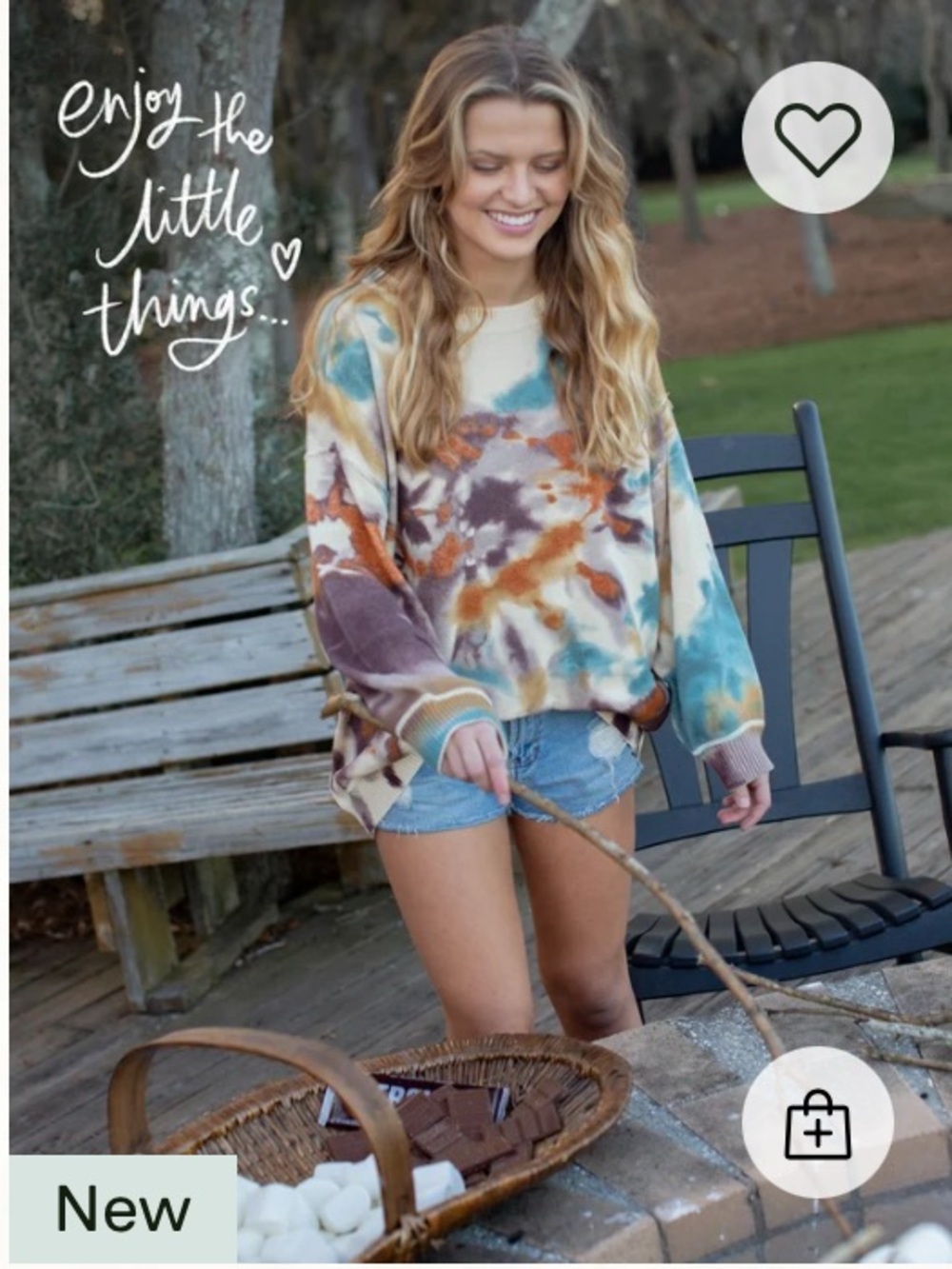 NATURAL LIFE Oversized Tie-Dye Crewneck Sweater NWOT S/M Boho